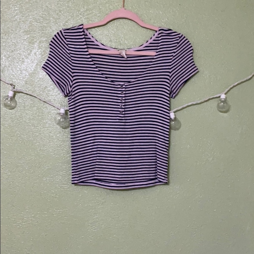 Pink and blue crop top